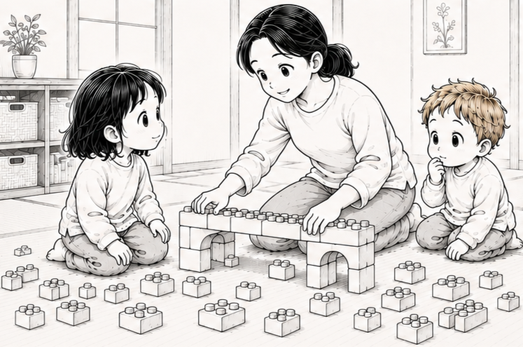 Mamá empieza a construir el puente